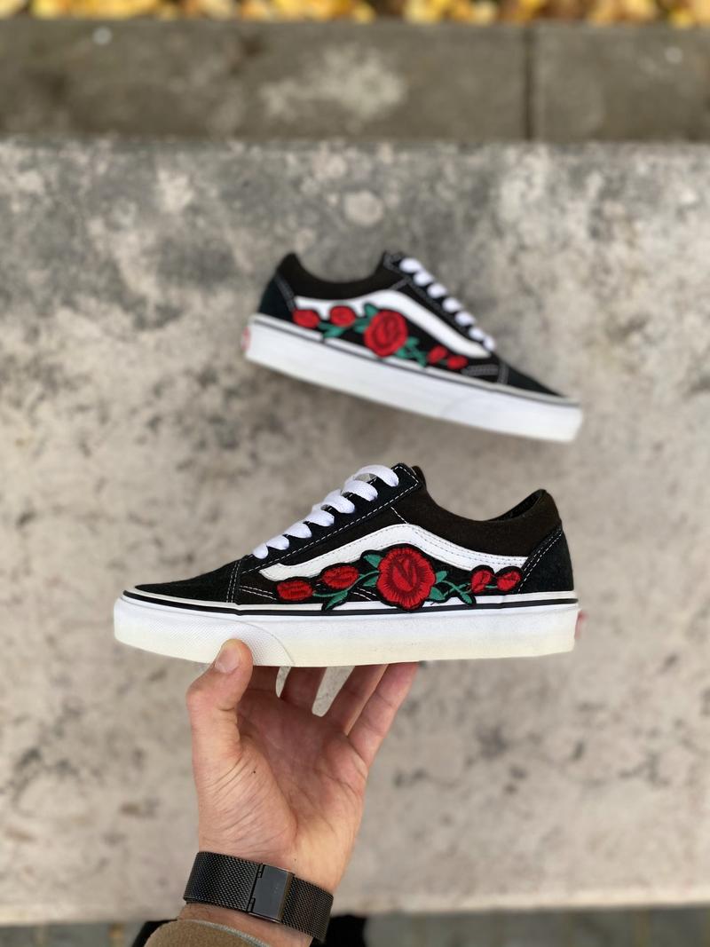 old skool vans with flowers